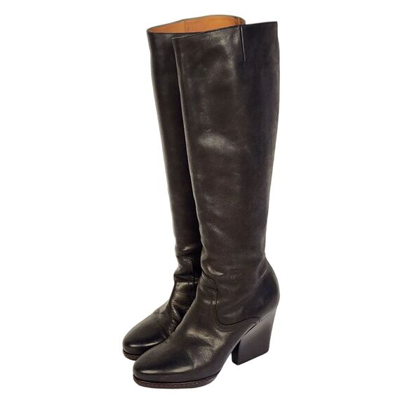 Dries Van Noten Vintage Tall Black Leather Boots Size 37 EU - Picture 3 of 9